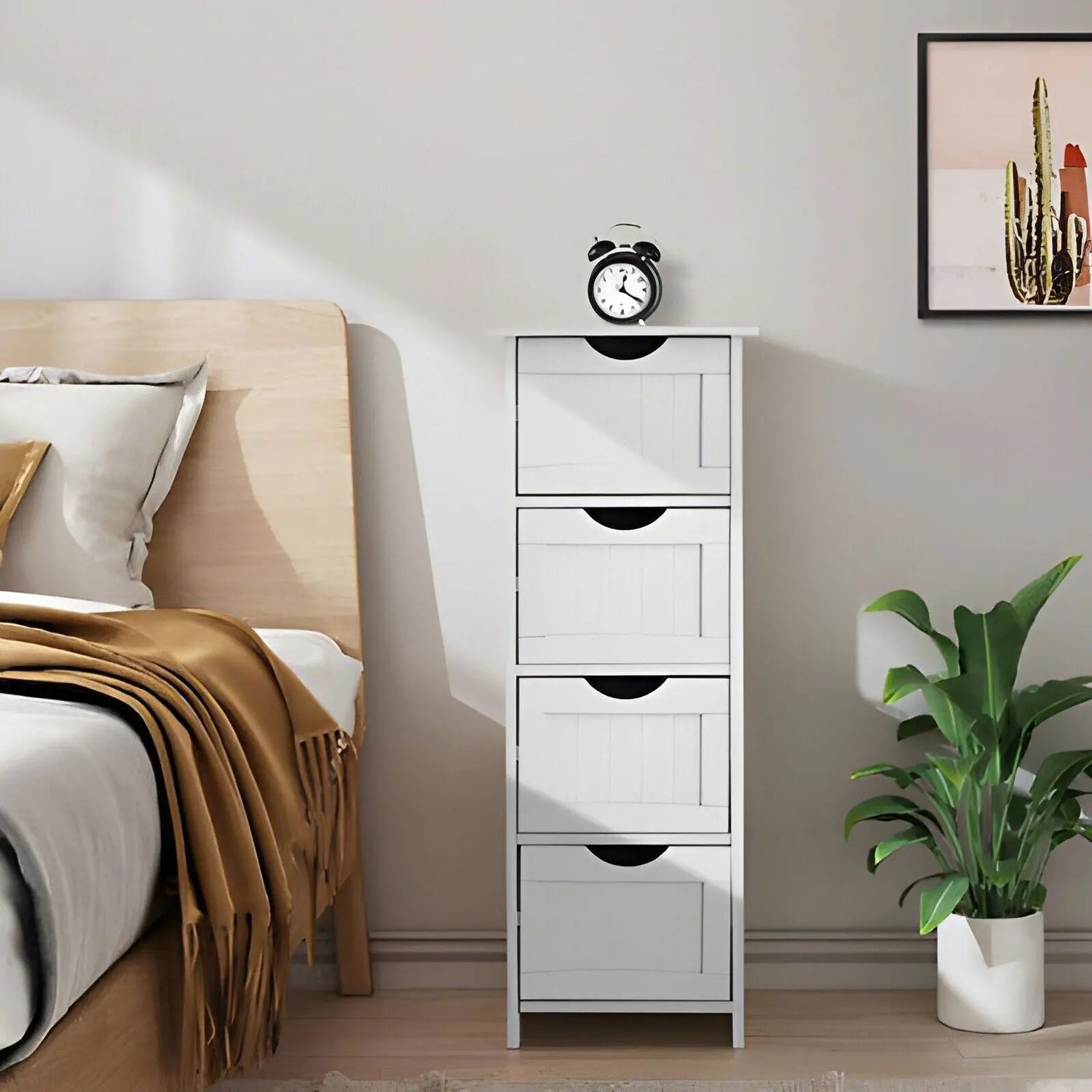Elegant White 4-Drawer Wooden Dresser-Allen Cozy Haven Store