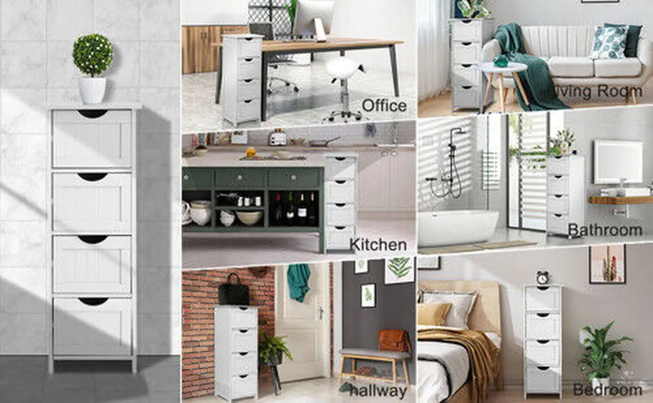 Elegant White 4-Drawer Wooden Dresser-Allen Cozy Haven Store