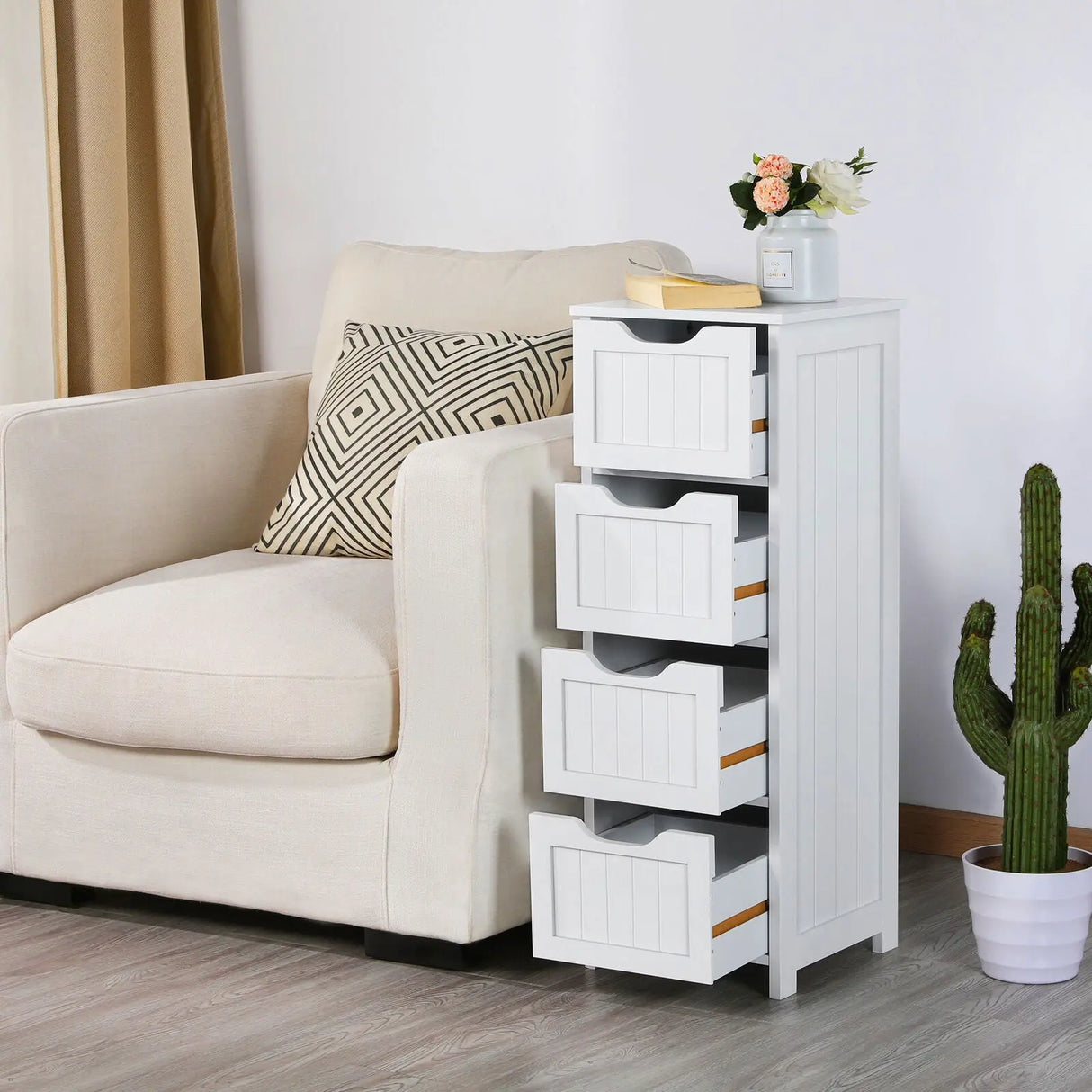 Elegant White 4-Drawer Wooden Dresser-Allen Cozy Haven Store