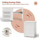 Folding Sewing Craft Table Shelf Storage Cabinet Home Furniture-Allen Cozy Haven Store