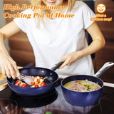 Frying Pan Sets Non Stick 3Pieces Blue 3D Diamond Cookware-Allen Cozy Haven Store