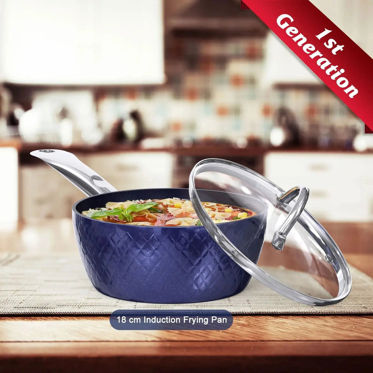 Frying Pan Sets Non Stick 3Pieces Blue 3D Diamond Cookware-Allen Cozy Haven Store