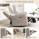 Glider Rocking Chair Nursery, Electric Rocking Recliner Chair of Faux Leather, Power Rocker Recliner Chair with Side Pockets Allen Cozy Haven Store