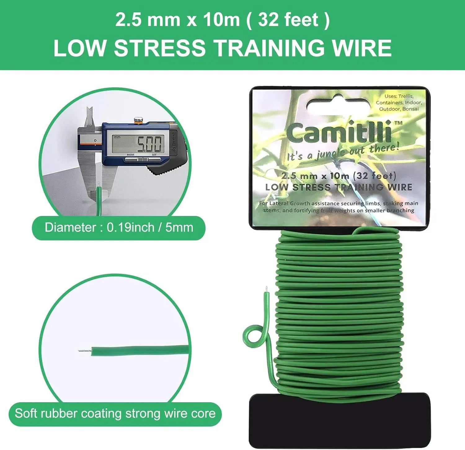 Heavy-Duty Reusable Garden Plant Wire Twist Ties - Soft Wire Ties for Gardening and Home Office (Green, 2 Pack, Total Length 65.6 Feet)-Allen Cozy Haven Store