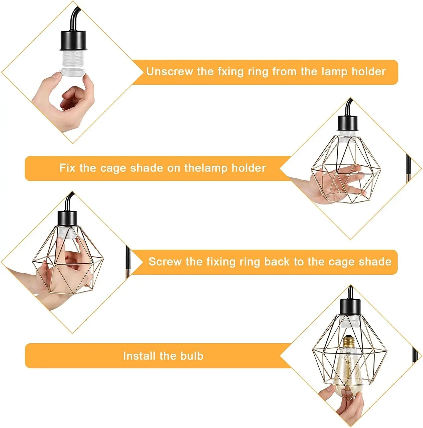 Industrial USB Desk Lamp, Edison Desk Lamp Gold Metal Cage Table Lamp with 2 USB Ports and 1 AC Outlet-Allen Cozy Haven Store