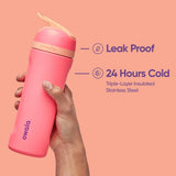 Stainless Steel Bottle with Straw and Locking Lid - 32 Ounce, BPA-Free, Ideal for Sports and Travel, Shy Marshmallow-Allen Cozy Haven Store