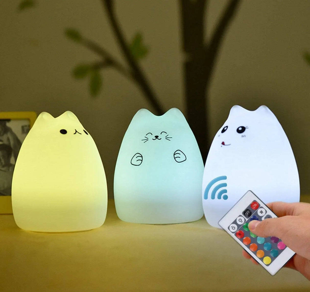 Kawaii Cat Night Light Set for kids: Remote-Ready & Colorful! Allen Cozy Haven Store