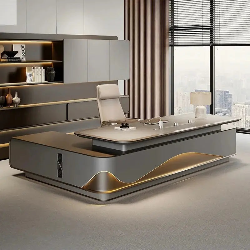 L Shaped Modern Office Desk Executive Work Luxury Conference Computer Desk Manager Reading Escritorio Oficina Modern Furniture Allen Cozy Haven Store