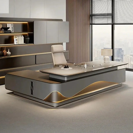 L Shaped Modern Office Desk Executive Work Luxury Conference Computer Desk Manager Reading Escritorio Oficina Modern Furniture Allen Cozy Haven Store