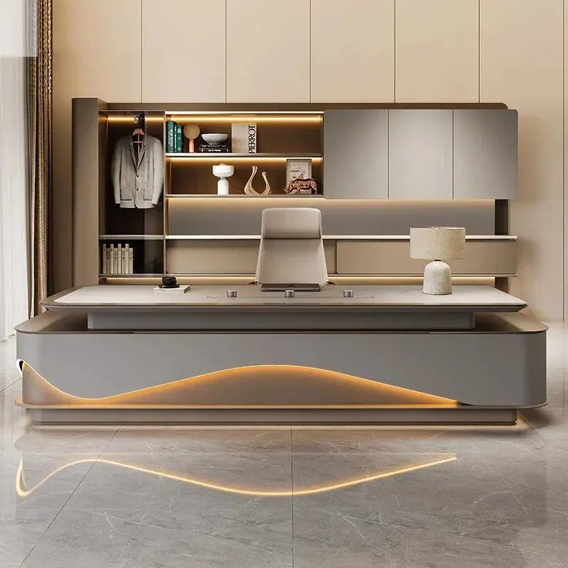 L Shaped Modern Office Desk Executive Work Luxury Conference Computer Desk Manager Reading Escritorio Oficina Modern Furniture Allen Cozy Haven Store