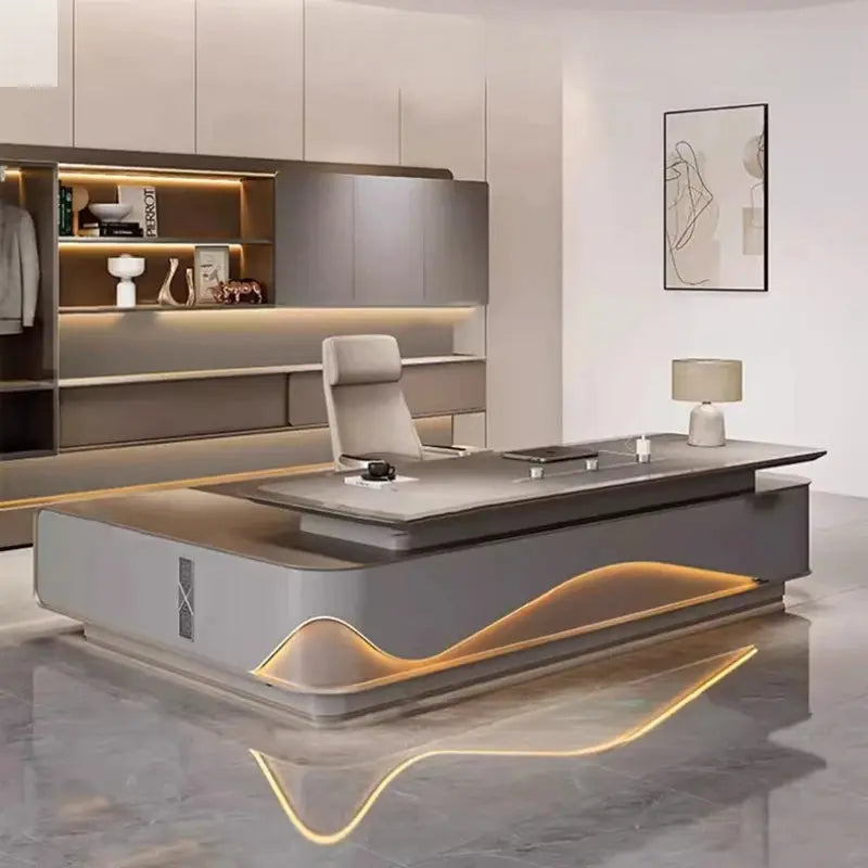 L Shaped Modern Office Desk Executive Work Luxury Conference Computer Desk Manager Reading Escritorio Oficina Modern Furniture Allen Cozy Haven Store