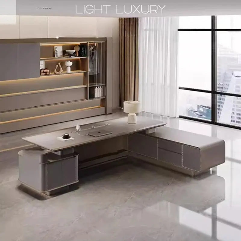 L Shaped Modern Office Desk Executive Work Luxury Conference Computer Desk Manager Reading Escritorio Oficina Modern Furniture Allen Cozy Haven Store