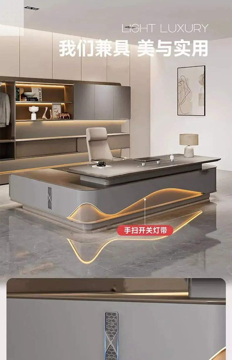 L Shaped Modern Office Desk Executive Work Luxury Conference Computer Desk Manager Reading Escritorio Oficina Modern Furniture Allen Cozy Haven Store
