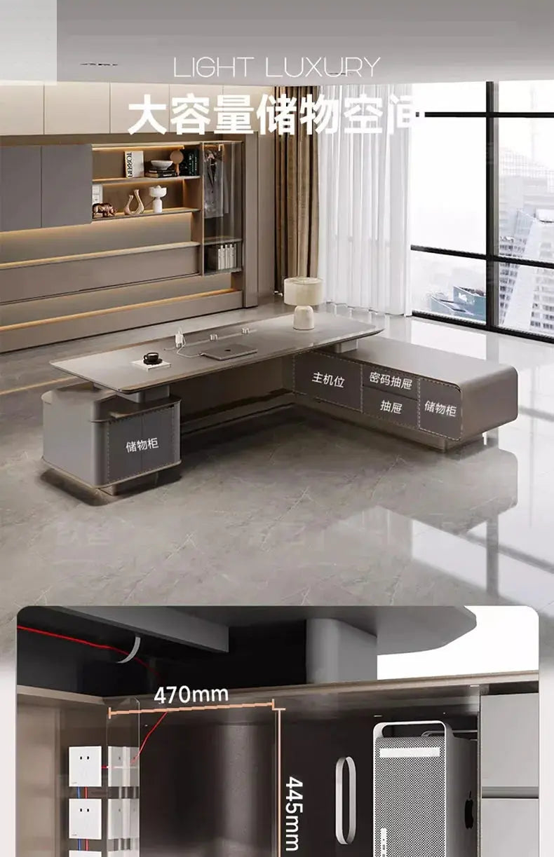 L Shaped Modern Office Desk Executive Work Luxury Conference Computer Desk Manager Reading Escritorio Oficina Modern Furniture Allen Cozy Haven Store