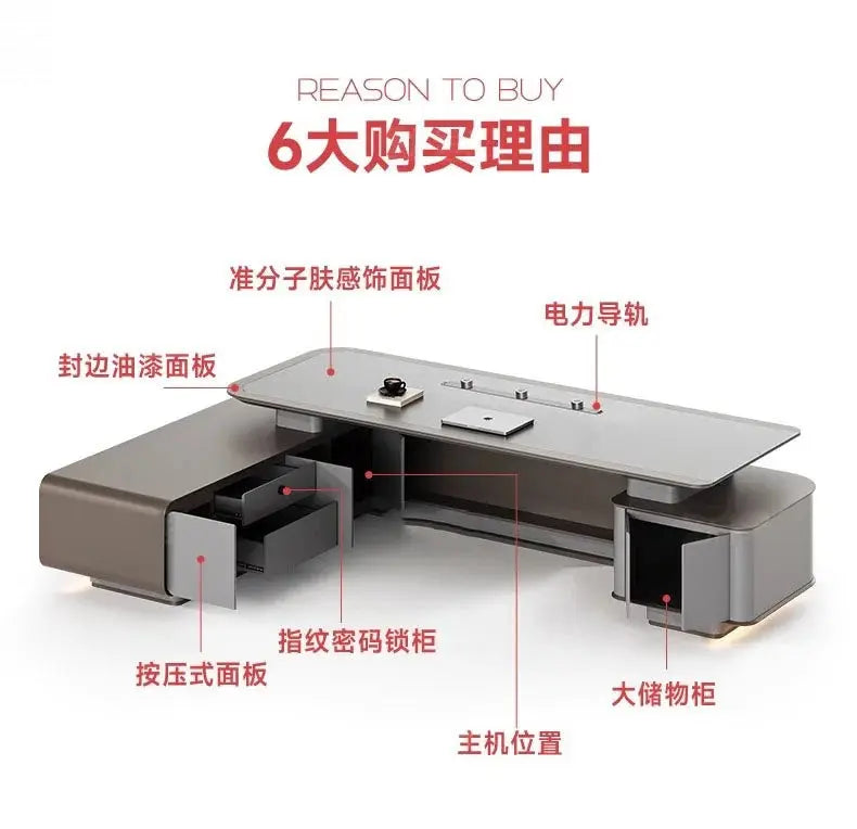 L Shaped Modern Office Desk Executive Work Luxury Conference Computer Desk Manager Reading Escritorio Oficina Modern Furniture Allen Cozy Haven Store
