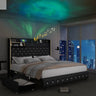 LED Bed Frame with Galaxy Star Projector, 2 Drawers, 52" PU Headboard with Charging Station, Noise Free, No Box Spring Allen Cozy Haven Store