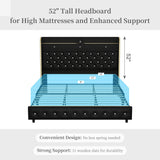 LED Bed Frame with Galaxy Star Projector, 2 Drawers, 52" PU Headboard with Charging Station, Noise Free, No Box Spring Allen Cozy Haven Store