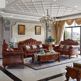 Leather Brown Living Room Sofa Set Luxury European Design Modern Style Sofa Full Set Nordic 3 Seater Canape Salon Home Furniture Allen Cozy Haven Store