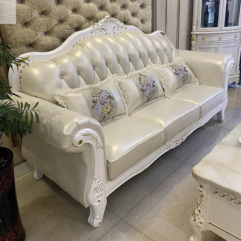 Leather Brown Living Room Sofa Set Luxury European Design Modern Style Sofa Full Set Nordic 3 Seater Canape Salon Home Furniture Allen Cozy Haven Store