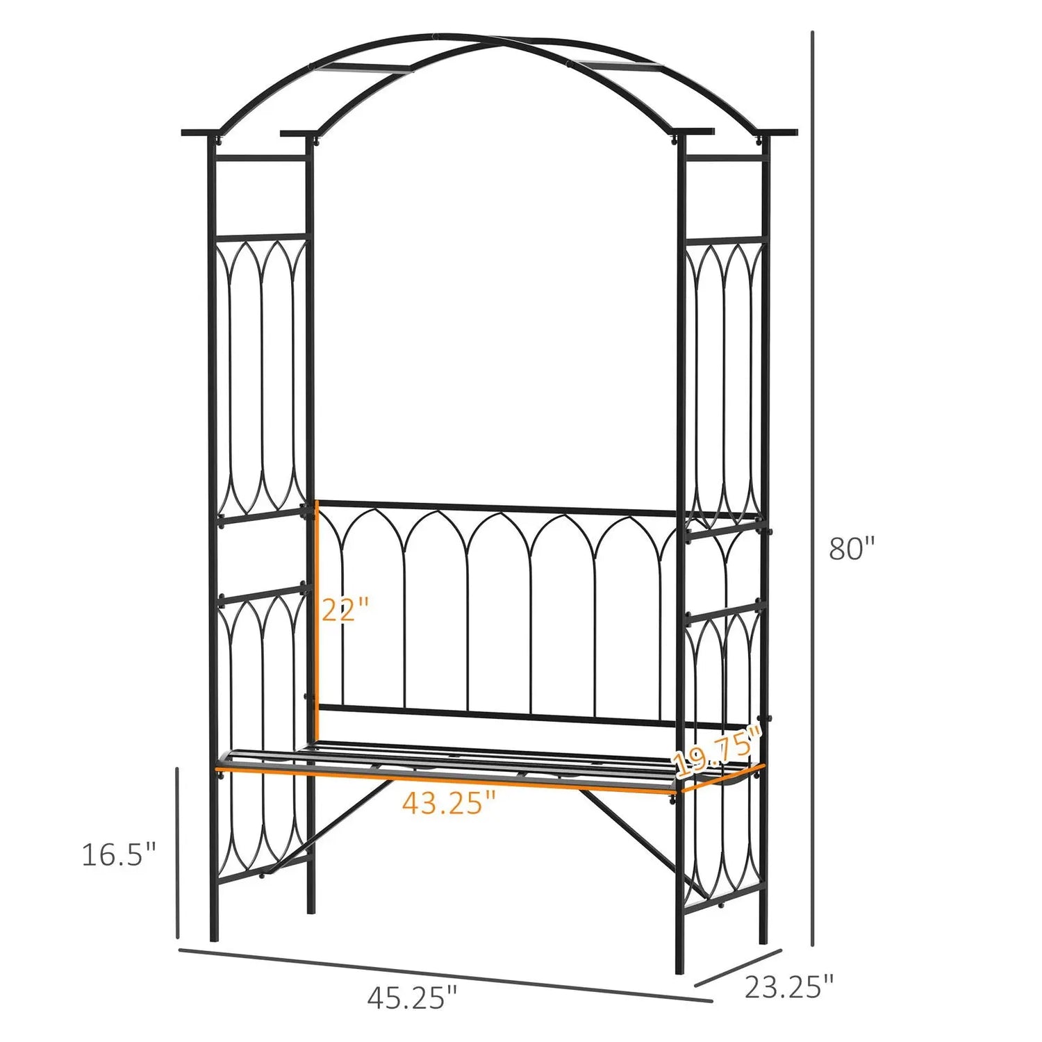 "Metal Trellis Arbor Arch with Garden Bench for Climbing Plants - Outdoor Steel Seating for Two, 484 lbs Weight Capacity, Black"-Allen Cozy Haven Store