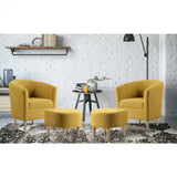 Modern Accent Chair, Upholstered Arm Chair Linen Fabric Single Sofa Chair with Ottoman Foot Rest Mustard Yellow Comfy Armchair f Allen Cozy Haven Store