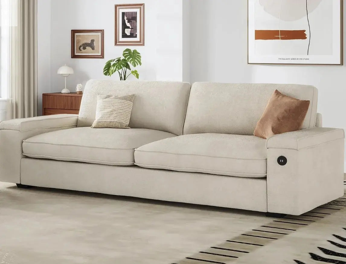 Modern Sofas Couches for Living Room, Comfy Couch with Extra Deep Seats, Oversized Loveseat Sofa with Storage and 2 USB Chargin Allen Cozy Haven Store