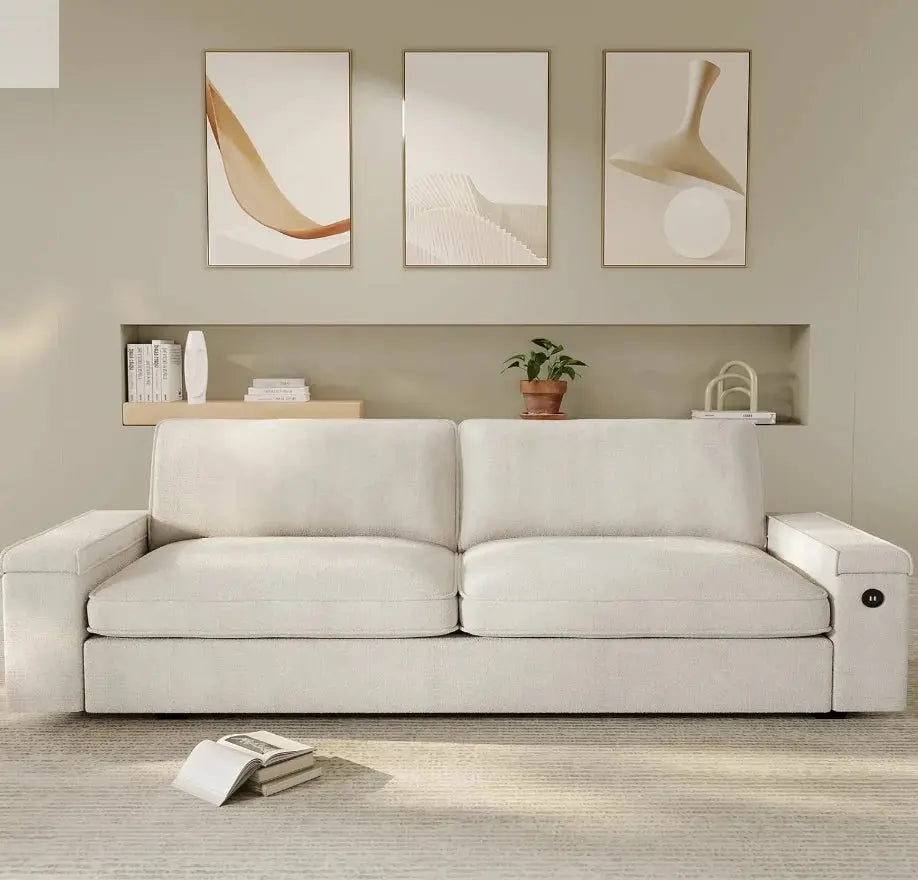 Modern Sofas Couches for Living Room, Comfy Couch with Extra Deep Seats, Oversized Loveseat Sofa with Storage and 2 USB Chargin Allen Cozy Haven Store
