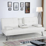 Modern Sofa Bed Faux Leather Sofa Convertible Folding Futon Couch with Armrest Home Recliner Home Furniture for Living Room White-Allen Cozy Haven Store