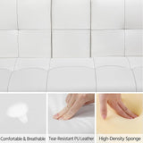 Modern Sofa Bed Faux Leather Sofa Convertible Folding Futon Couch with Armrest Home Recliner Home Furniture for Living Room White-Allen Cozy Haven Store