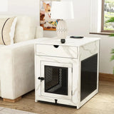 Multi-Functional Dog Crate Furniture with Wireless Charging, Dual USB, Drawer & Cushion Allen Cozy Haven Store