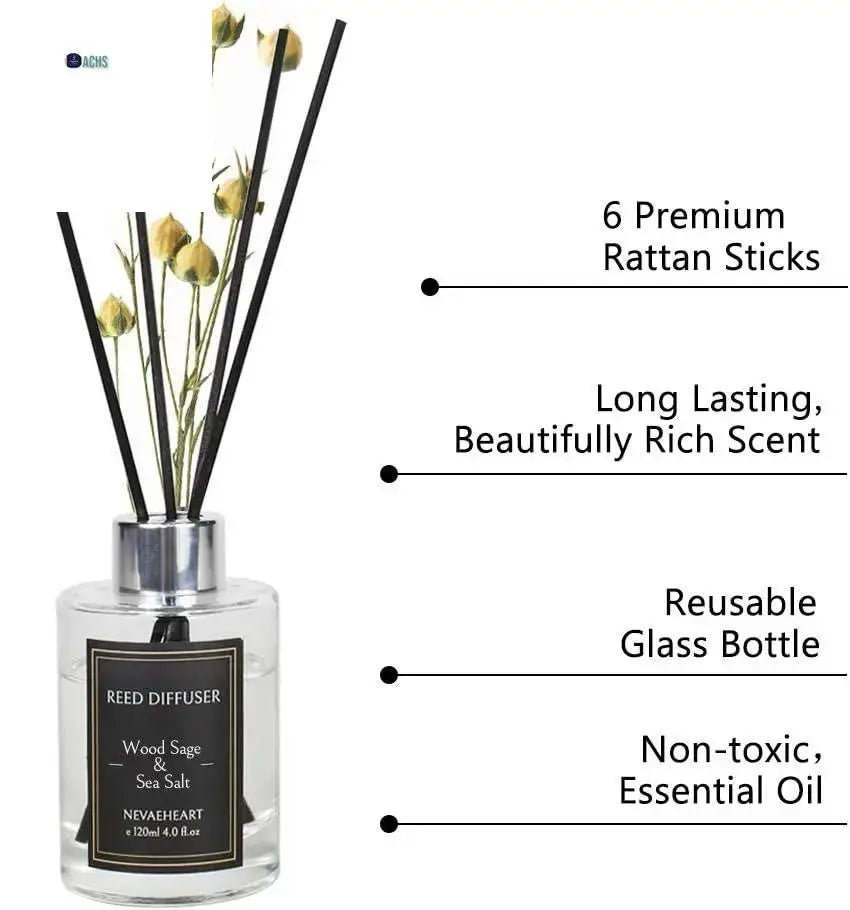 NEVAEHEART Wood Sage & Sea Salt Reed Diffuser Set with Diffuser Sticks - Allen Cozy Haven Store -  