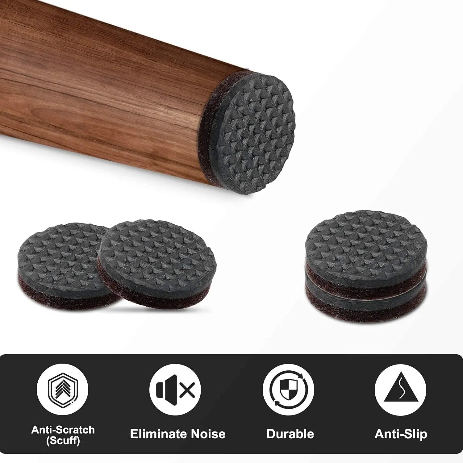 Non-Slip Furniture Pads - 16 Pack, 3-Inch Self-Adhesive Rubber Grippers for Furniture Legs, Anti-Skid Protectors for Hardwood Floors-Allen Cozy Haven Store