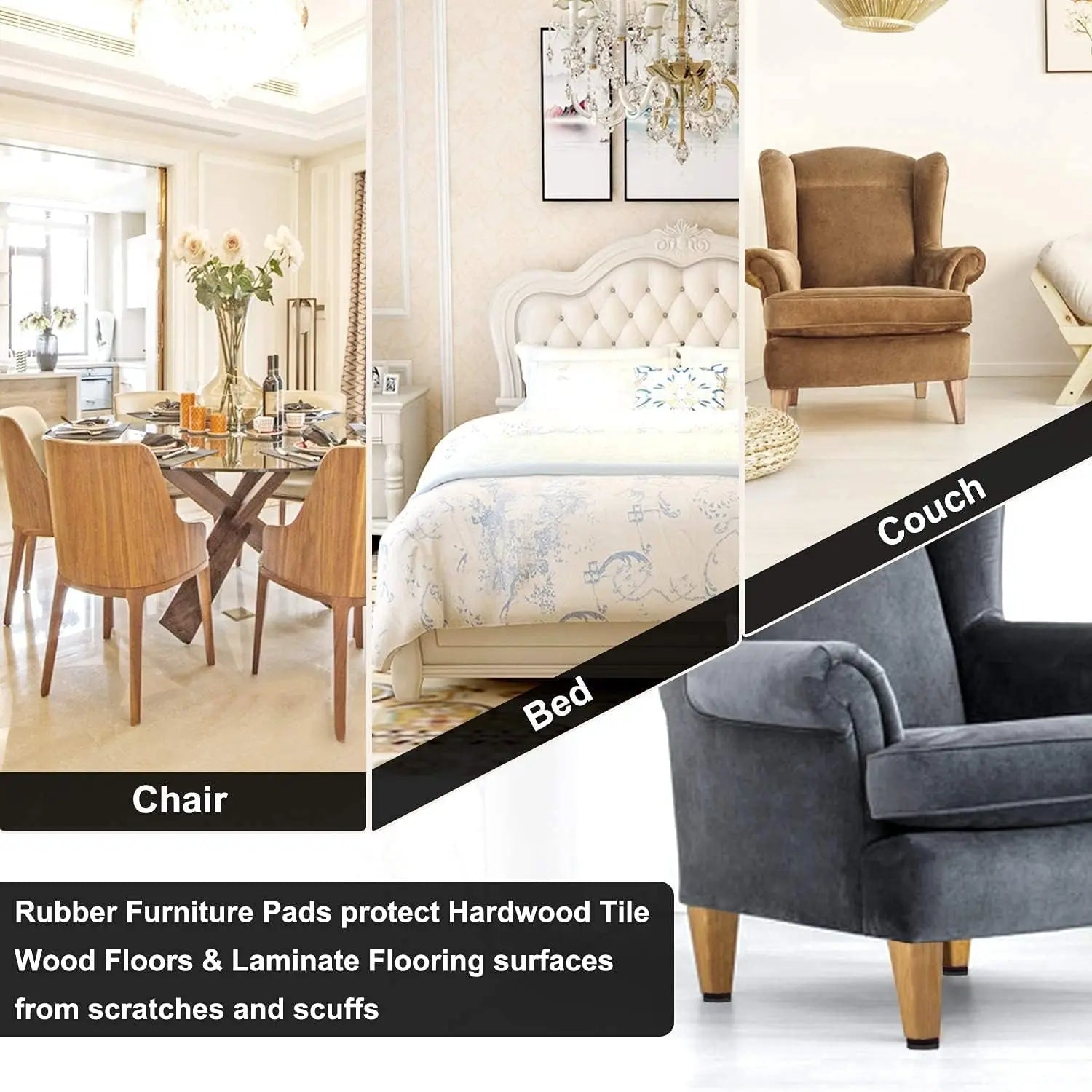 Non-Slip Furniture Pads - 16 Pack, 3-Inch Self-Adhesive Rubber Grippers for Furniture Legs, Anti-Skid Protectors for Hardwood Floors-Allen Cozy Haven Store