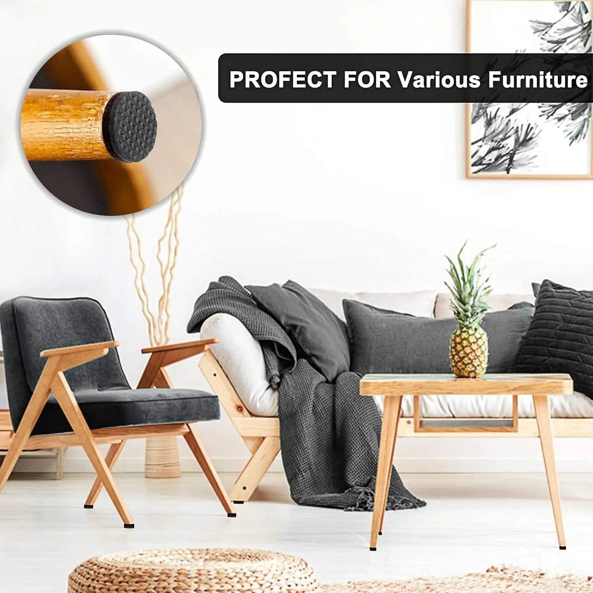 Non-Slip Furniture Pads - 16 Pack, 3-Inch Self-Adhesive Rubber Grippers for Furniture Legs, Anti-Skid Protectors for Hardwood Floors-Allen Cozy Haven Store