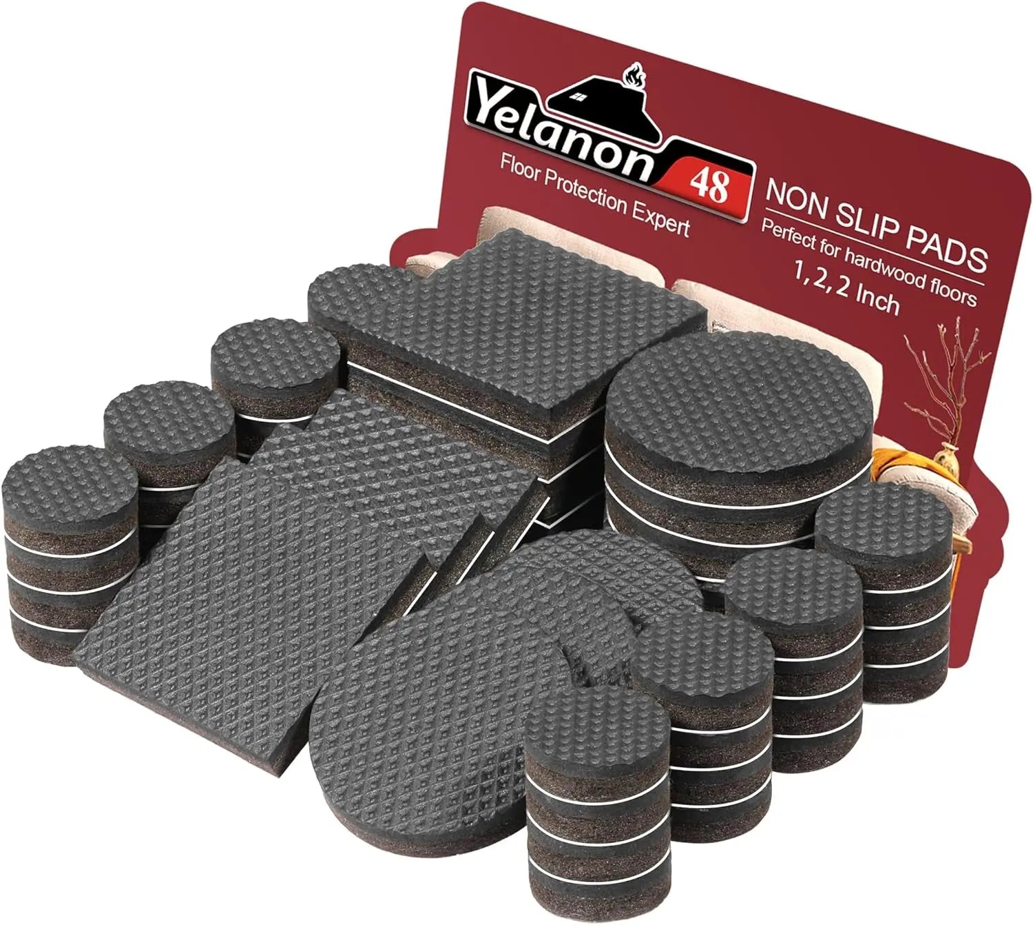 Non-Slip Furniture Pads - 16 Pack, 3-Inch Self-Adhesive Rubber Grippers for Furniture Legs, Anti-Skid Protectors for Hardwood Floors-Allen Cozy Haven Store