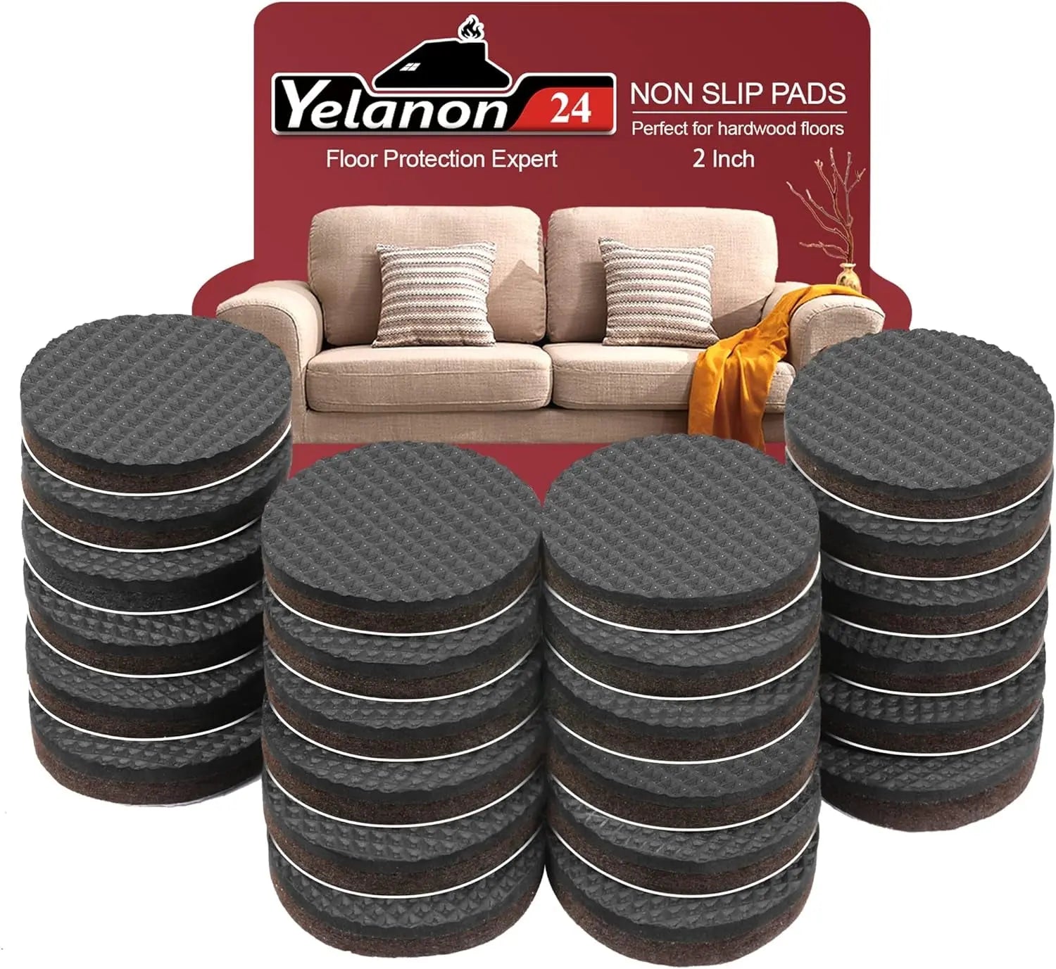 Non-Slip Furniture Pads - 16 Pack, 3-Inch Self-Adhesive Rubber Grippers for Furniture Legs, Anti-Skid Protectors for Hardwood Floors-Allen Cozy Haven Store