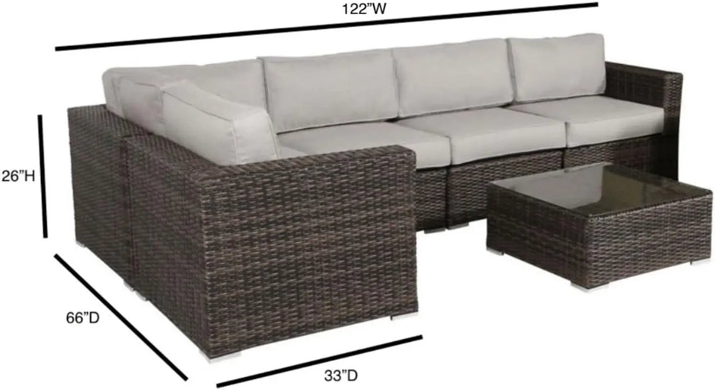 Outdoor Wicker Sectional Sofa Set for Patio and Garden (Brown)-Allen Cozy Haven Store