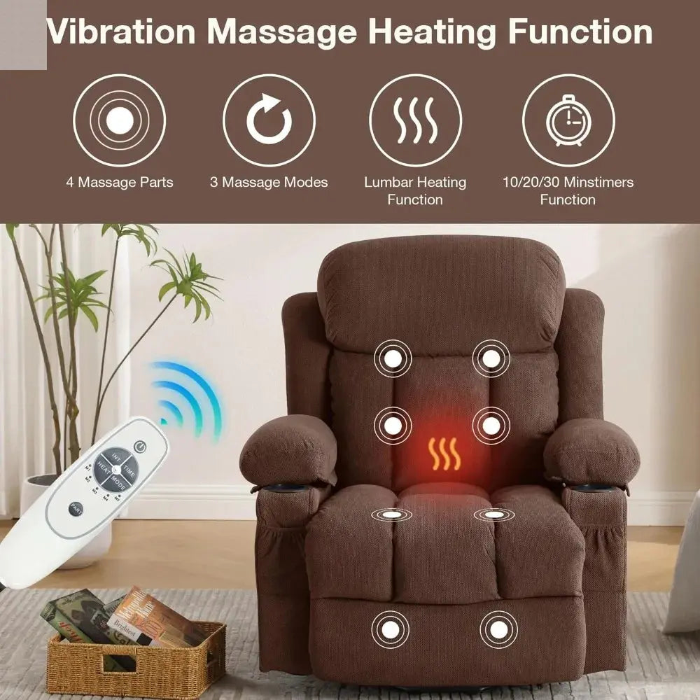 Power Lift Recliner Chair for Elderly with Vibration Massage and Lumbar Heating Electric Oversized Single Sofa with Cup Holder a Allen Cozy Haven Store