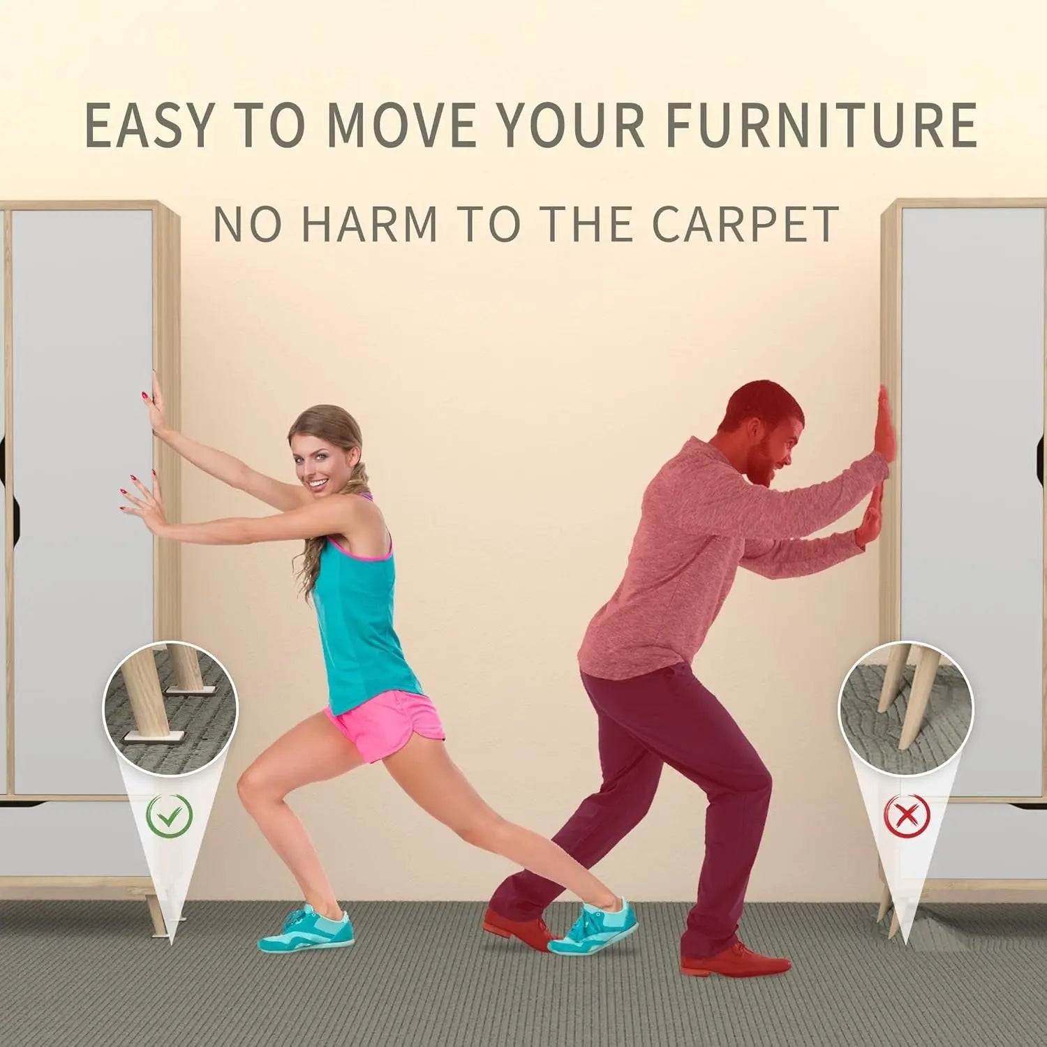 Premium 16-Piece Heavy-Duty Furniture Sliders - 3.5” Square Brown Pads for Carpet Protection and Easy Moving-Allen Cozy Haven Store