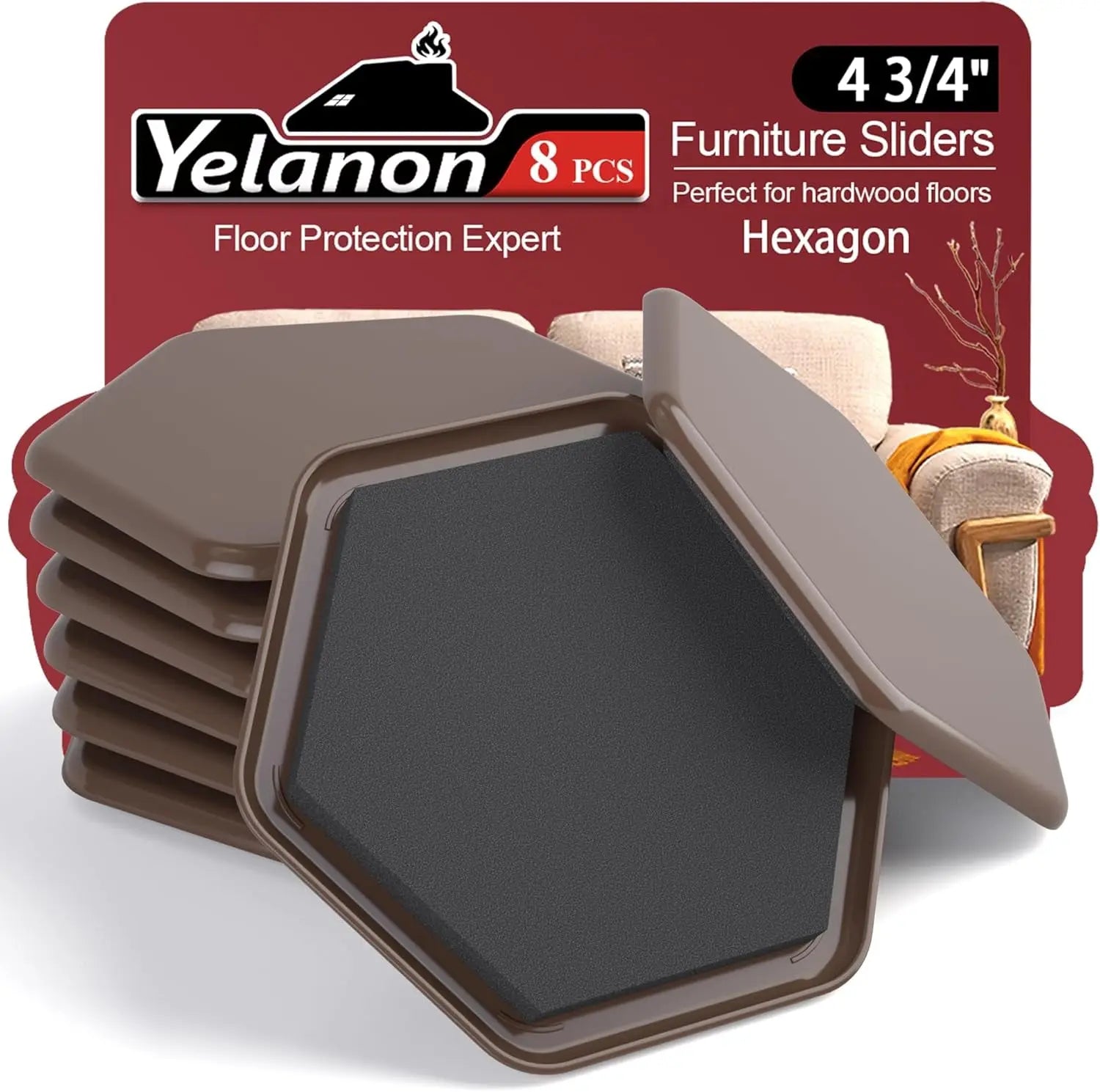 Premium 16-Piece Heavy-Duty Furniture Sliders - 3.5” Square Brown Pads for Carpet Protection and Easy Moving-Allen Cozy Haven Store