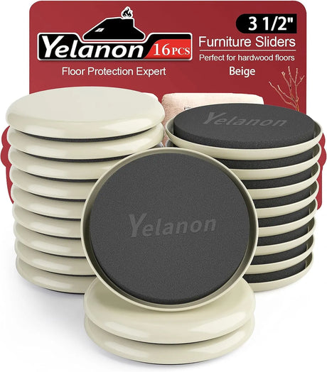 Premium 16-Piece Heavy-Duty Furniture Sliders - 3.5” Square Brown Pads for Carpet Protection and Easy Moving-Allen Cozy Haven Store