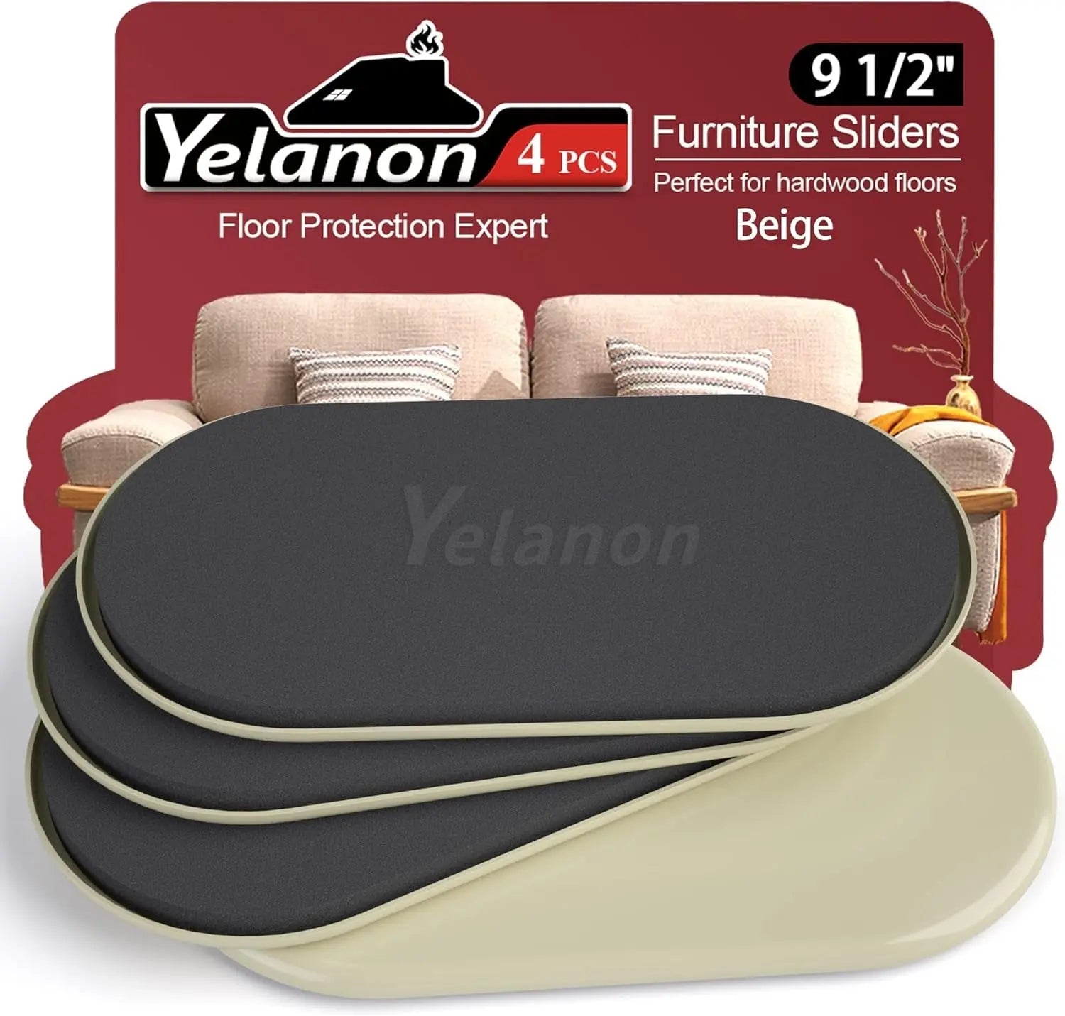 Premium 16-Piece Heavy-Duty Furniture Sliders - 3.5” Square Brown Pads for Carpet Protection and Easy Moving-Allen Cozy Haven Store