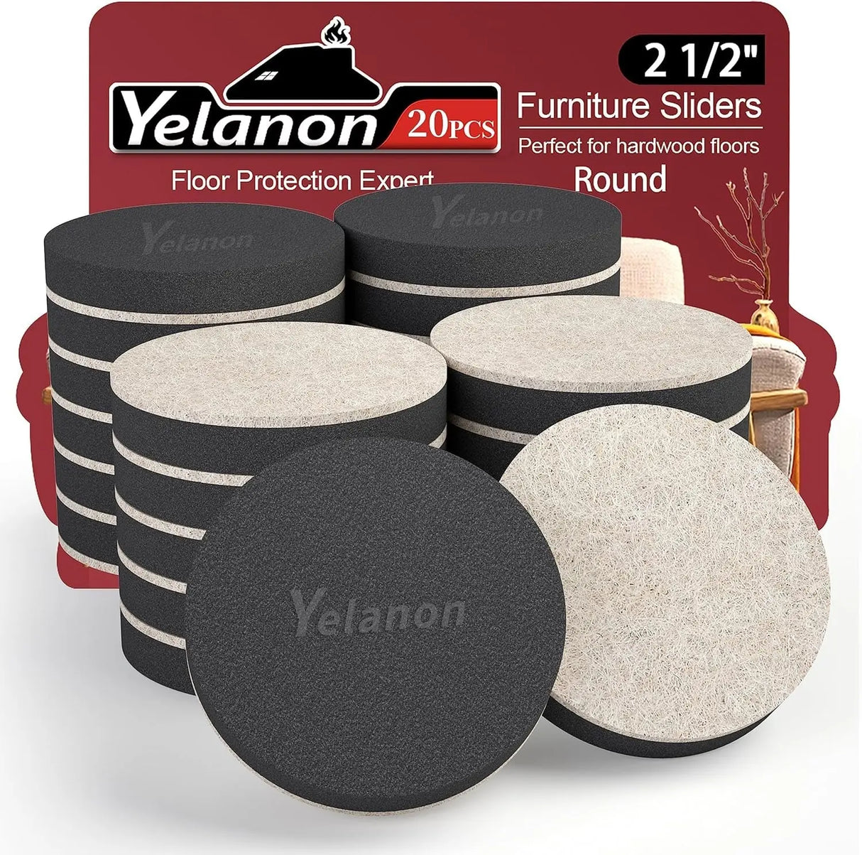Premium 16-Piece Heavy-Duty Furniture Sliders - 3.5” Square Brown Pads for Carpet Protection and Easy Moving-Allen Cozy Haven Store