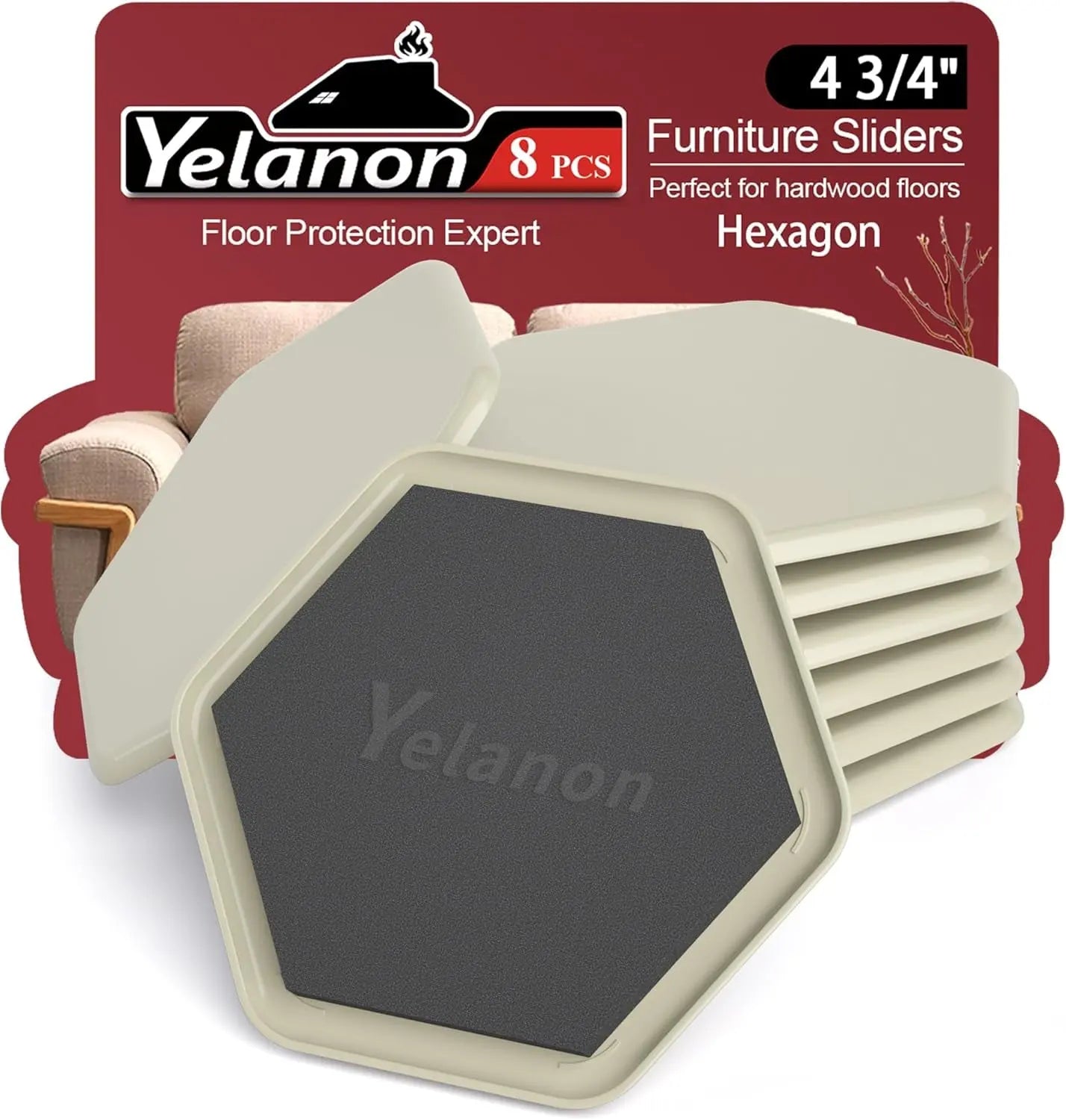 Premium 16-Piece Heavy-Duty Furniture Sliders - 3.5” Square Brown Pads for Carpet Protection and Easy Moving-Allen Cozy Haven Store