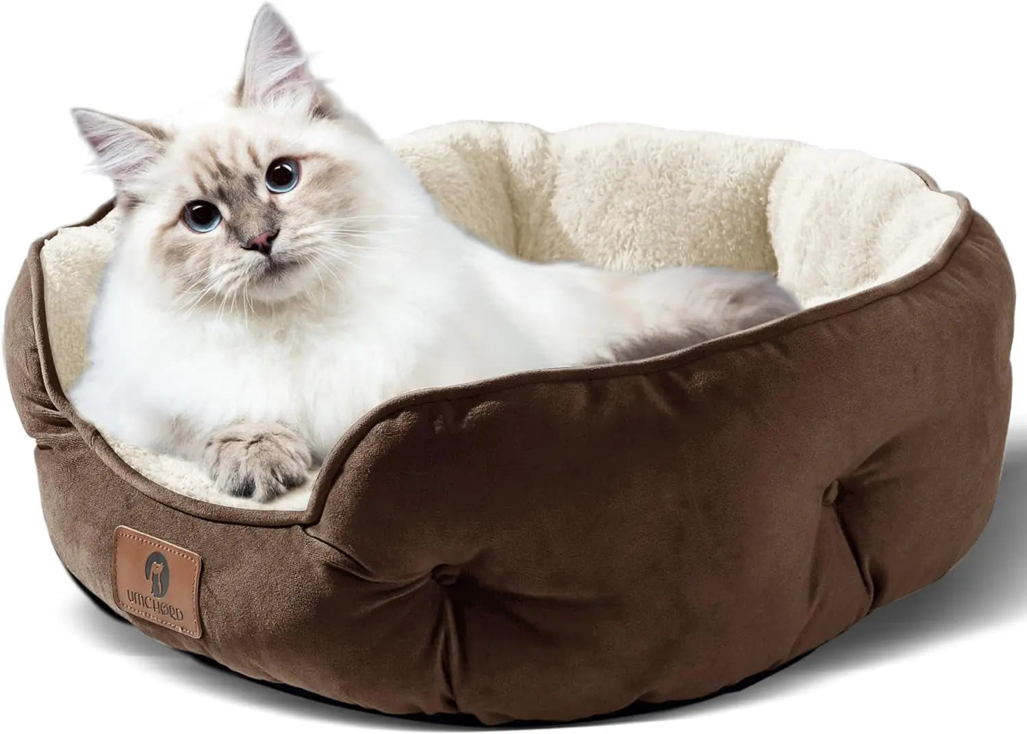 Premium 20-Inch Small Dog and Cat Bed - Extra Soft, Machine Washable, Anti-Slip, and Water-Resistant Oxford Base - Brown-Allen Cozy Haven Store