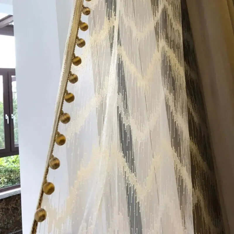 "Premium Light Luxury Golden Lace Blackout Curtains for Living Room and Bedroom - Custom Window Treatments"-Allen Cozy Haven Store