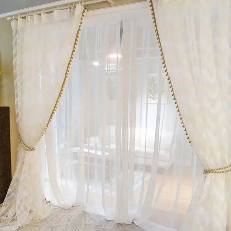 "Premium Light Luxury Golden Lace Blackout Curtains for Living Room and Bedroom - Custom Window Treatments"-Allen Cozy Haven Store