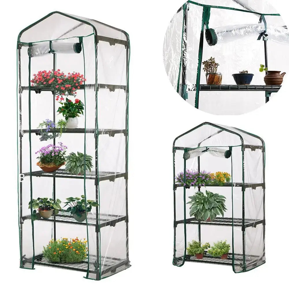 Premium PVC Waterproof Greenhouse Cover for Garden Plants and Flowers - Available in 3, 4, or 5 Tiers (Iron Stand Not Included)-Allen Cozy Haven Store