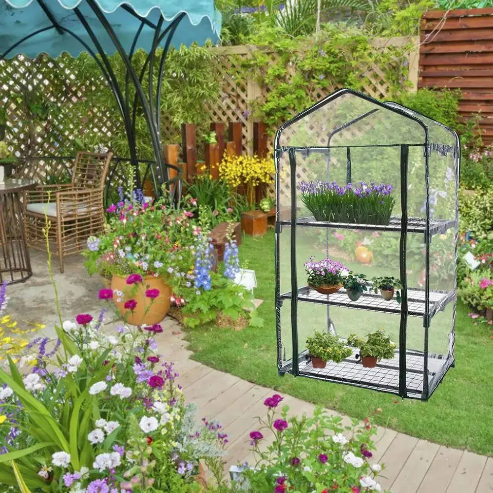 Premium PVC Waterproof Greenhouse Cover for Garden Plants and Flowers - Available in 3, 4, or 5 Tiers (Iron Stand Not Included)-Allen Cozy Haven Store