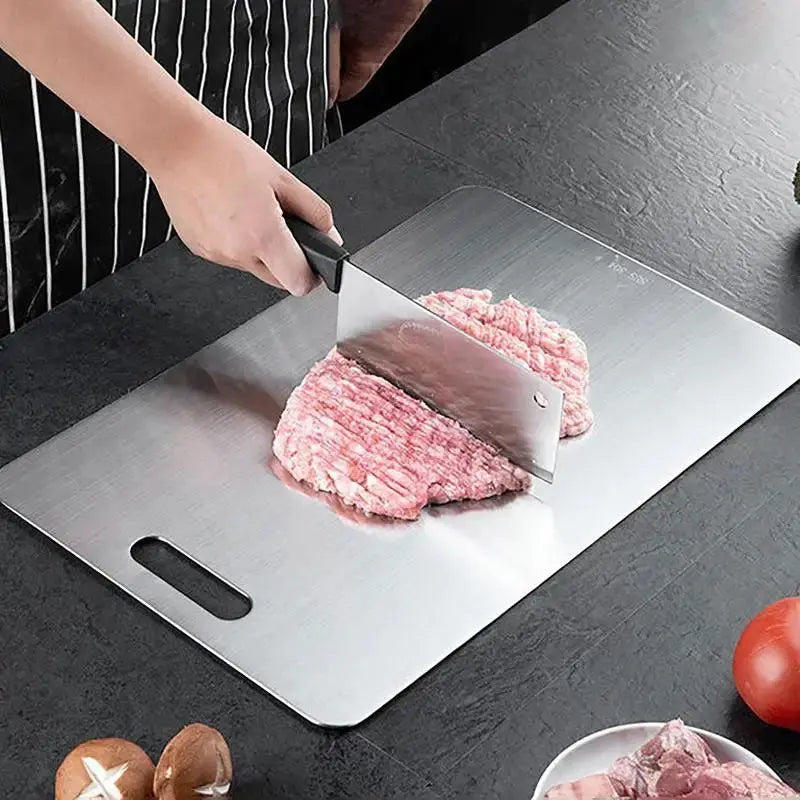 Premium Titanium and Stainless Steel Double-Sided Cutting Boards - Food Grade 304 Stainless Steel for Culinary Excellence-Allen Cozy Haven Store